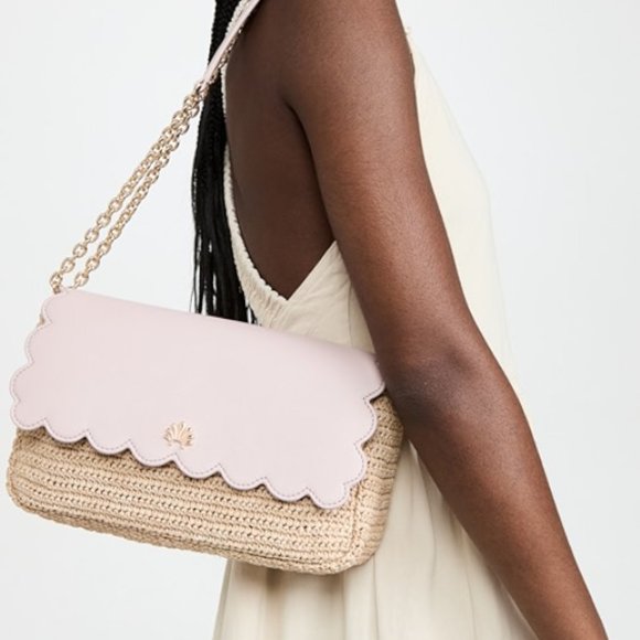 Lele Sadoughi Handbags - LELE SADOUGHI $425 Nanette Pink Scallop Raffia Convertible Shoulder Bag